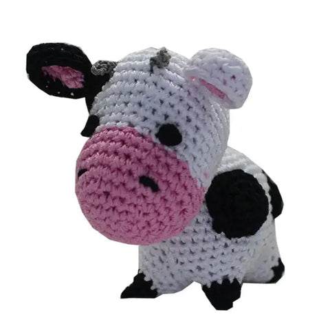 Knit Knacks Molly Moo the Cow Organic Cotton Small Dog Toy