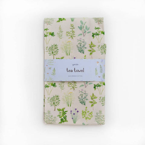 Culinary Herb Garden Tea Towel - Organic Cotton Towel