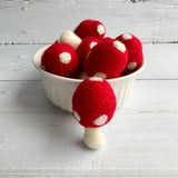 One Red Felt Regular Size Mushroom / Toadstool