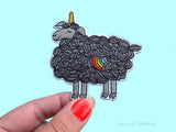 Black Sheep Unicorn, Rainbow Magic Embroidered Iron-On Patch