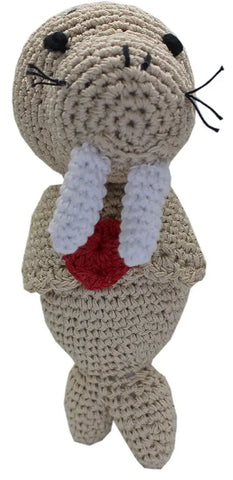 Knit Knacks Walter the Walrus Organic Cotton Small Dog Toy