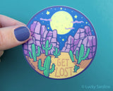 Desert Night Get Lost, Moon & Stars Cactus Vinyl Sticker