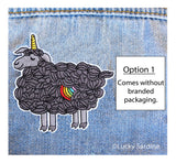 Black Sheep Unicorn, Rainbow Magic Embroidered Iron-On Patch