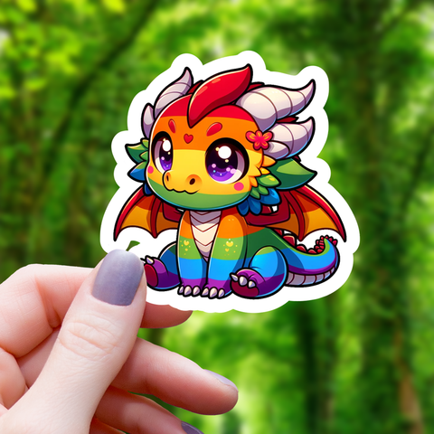 Chibi Pride Dragon Sticker - 3"