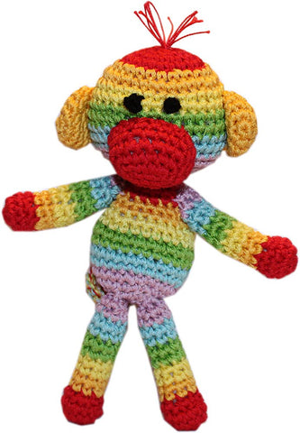 Knit Knacks Rainbow Monkey Organic Cotton Small Dog Toy