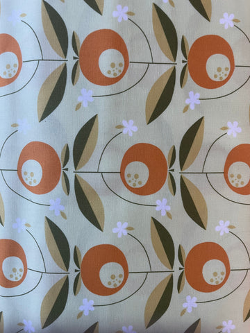 Tangerine Juice Pattern Organic Cotton Fabric