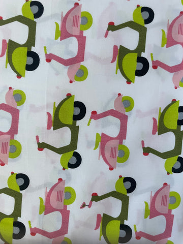 Scooters Too Pattern Organic Cotton Fabric