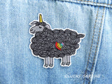 Black Sheep Unicorn, Rainbow Magic Embroidered Iron-On Patch