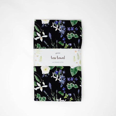 Night Garden Tea Towel - Organic Cotton Towel