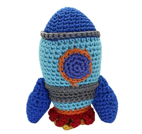 Knit Knacks Rocket Ship Organic Cotton Small Dog Toy