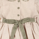 Floral Linen Peter Pan Baby Dress & Fancy Bloomers