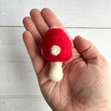 One Red Felt Regular Size Mushroom / Toadstool